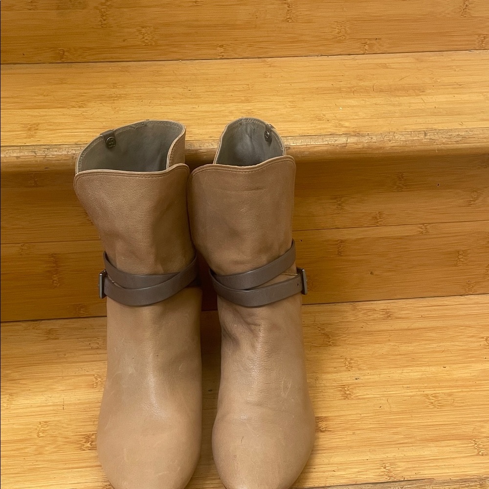 BCBGMaxAzria Taupe and Charcoal Ankle Booties